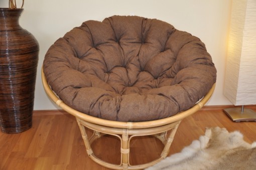 Ratanový papasan 110 cm medový polstr hnědý melír