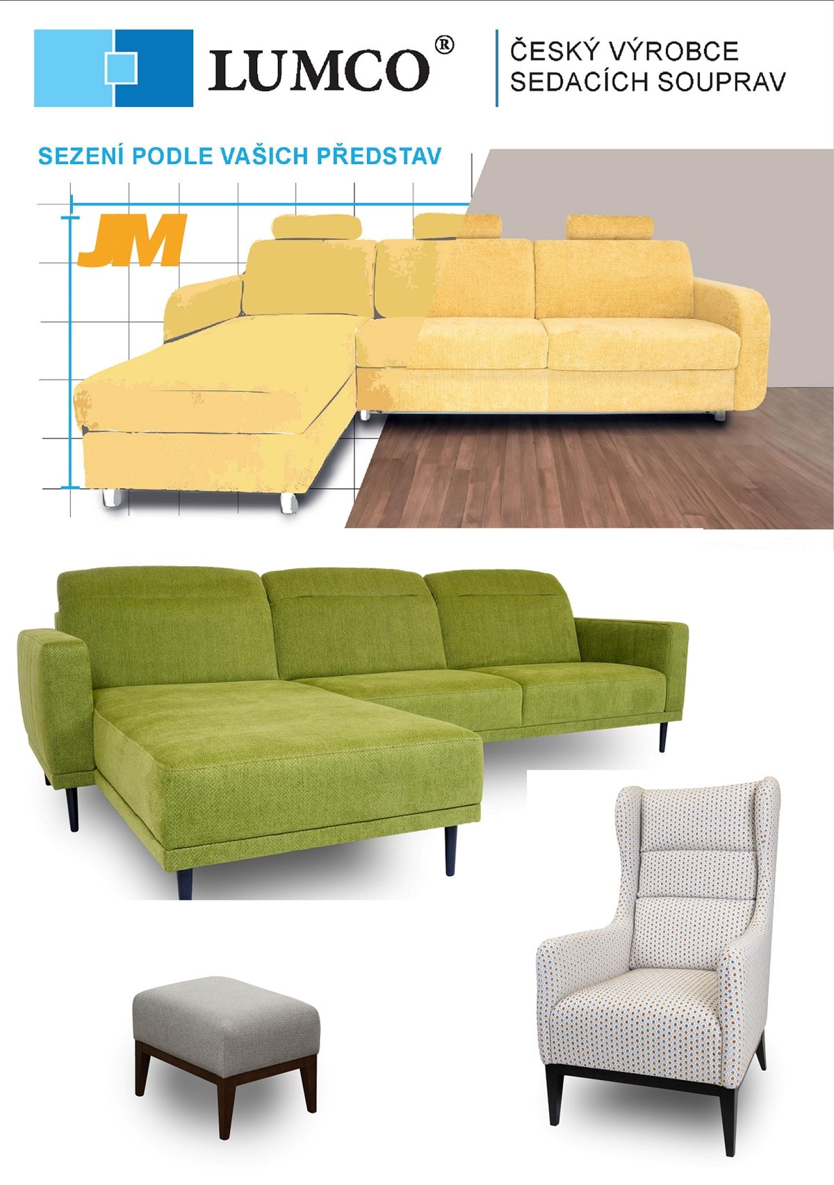 sedačky, pohovky, taburety