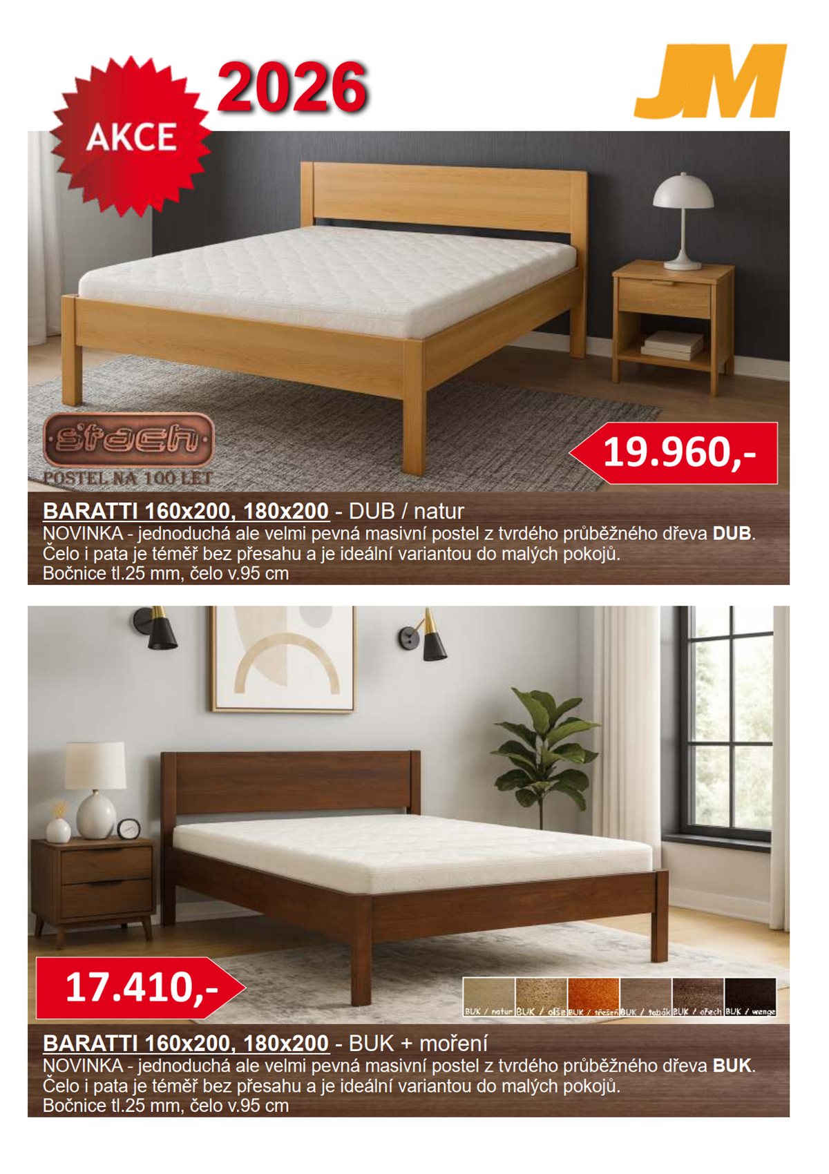 Štach: akce na postele z masivu