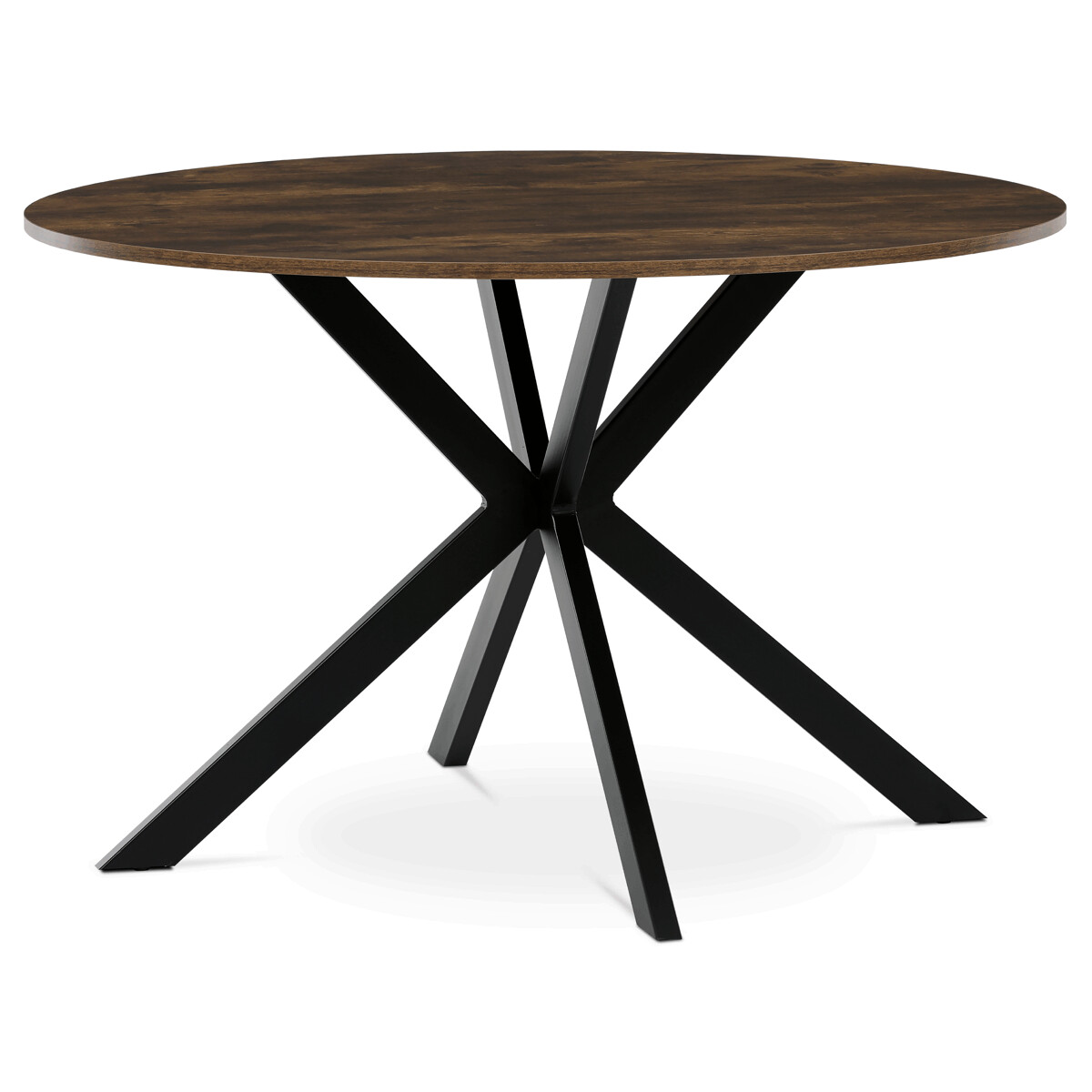 219F75ABE41D6BD96E3A597D1D851F75EAA5440A-1-pxl Stůl jídelní kulatý, 120x120x75,5 cm, MDF staré dřevo, černé kovové nohy - Obrázek 3