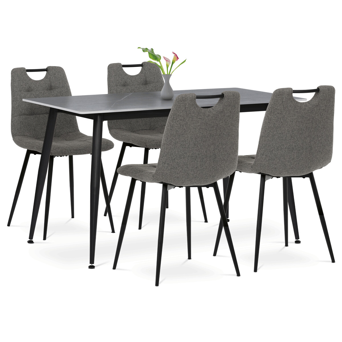 233A55ECBAD88CABB3CE49FCD0464CCF77B4AAC0-1-pxl Jídelní set s 4 židlemi, 130x70x76cm, keramika, mramor, ASE-1001 GREY2