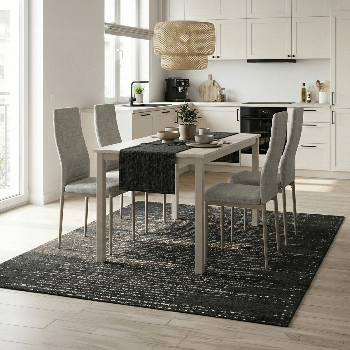 4BA2514B0DA62130FEB9D0E013B254651DC636A2-1-pxl Jídelní set s 4 židlemi, 110x70x75cm, mdf, travertin, ASE-1039 CRM2 - Obrázek 2