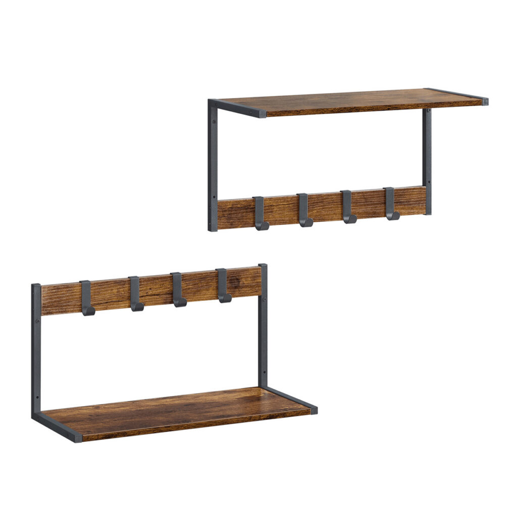 Set 2 nástěnných poliček, mdf, hnědá, ABP-E1083 OLW