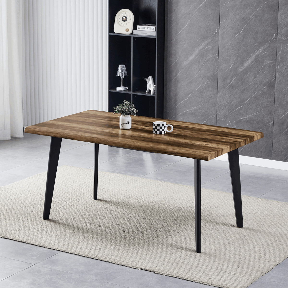 CDF3CE95BA66C08E24E8941DC0813D8706667551-1-pxl Jídelní stůl 160x90cm, mdf, old wood, HT-F4416 OLW - Obrázek 2