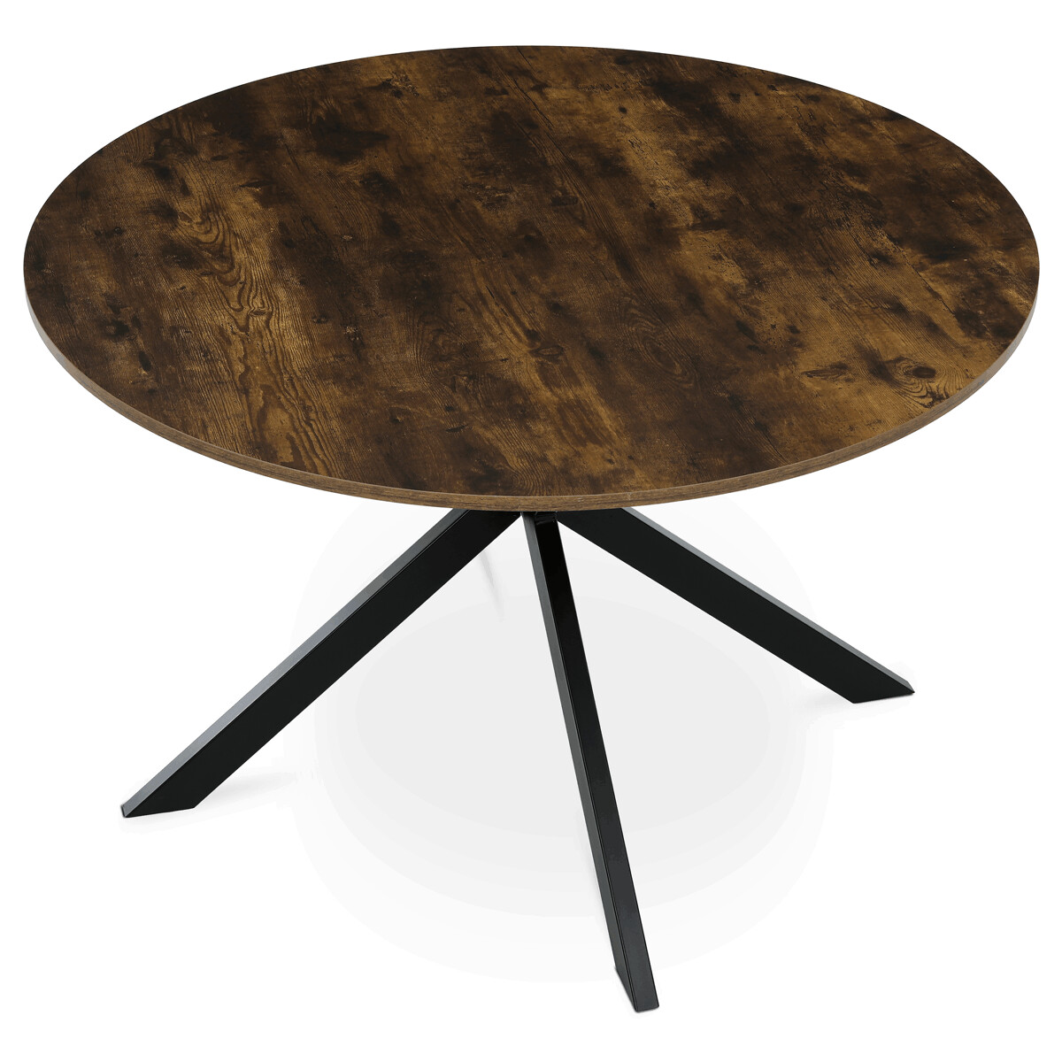 DAD1501D79586FC8E0A41638507E695E79F2EC7F-1-pxl Stůl jídelní kulatý, 120x120x75,5 cm, MDF staré dřevo, černé kovové nohy - Obrázek 4
