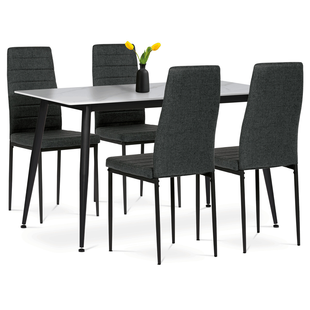 F6F4ACBA0D64F225260455D80612C3136B9C5FAB-1-pxl Jídelní set s 4 židlemi, 130x70x76cm, keramika, mramor, ASE-1004 BK2