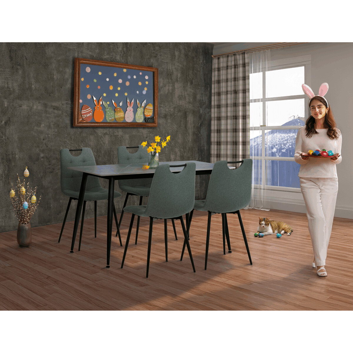 644C3330A0CB9EEF9B65913B52F49FC96879EA97-1-pxl Jídelní set s 4 židlemi, 130x70x76cm, keramika, mramor, ASE-1001 GRN2 - Obrázek 2