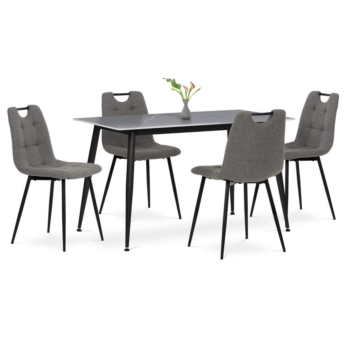 79B7B9F9CFCAFF94569B74F28FB73F85976E0CB2-1-pxl Jídelní set s 4 židlemi, 130x70x76cm, keramika, mramor, ASE-1001 GREY2 - Obrázek 2