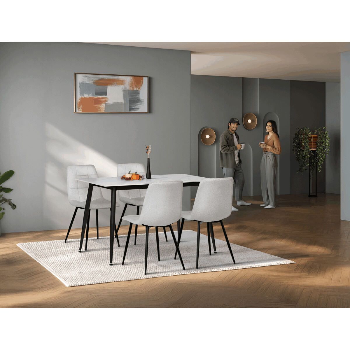 8FFF39AF14DDC14D9E78734A506A2CF92E1DF6F5-1-pxl Jídelní set s 4 židlemi, 130x70x76cm, keramika, mramor, ASE-1038 WT2 - Obrázek 2