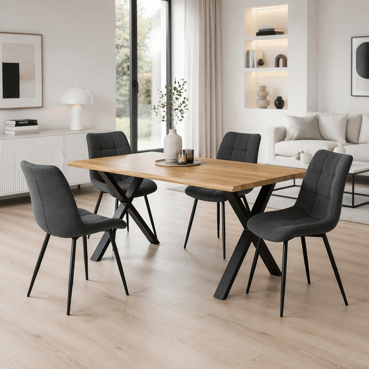 B579E936AAD085D0B4DA04C24888DF14D2F0CA1A-1-pxl Jídelní stůl 180x90cm, mdf, divoký dub, HT-F4318 OAK - Obrázek 2