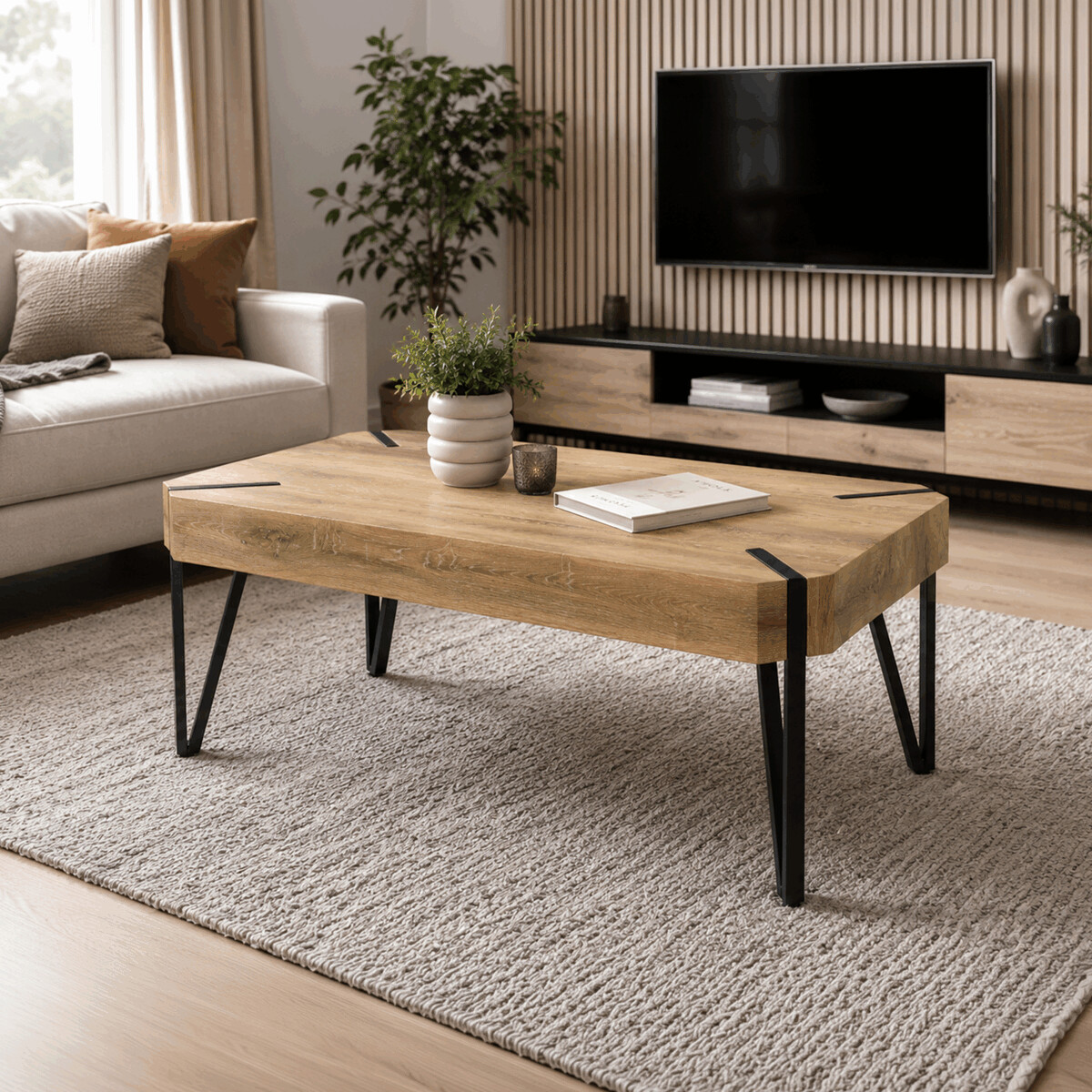 01031685774EBCF98EA9C6520DC3A17D1F3DD2EB-1-pxl Konferenční stolek 110x60x42cm, mdf, dub - Obrázek 2