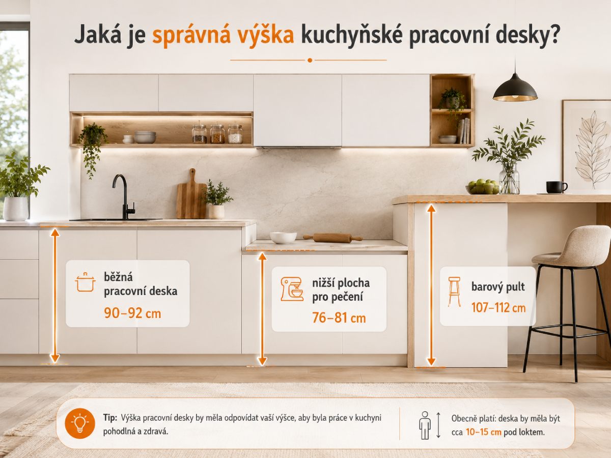 Pohodlná práce u správně vysoké kuchyňské pracovní desky